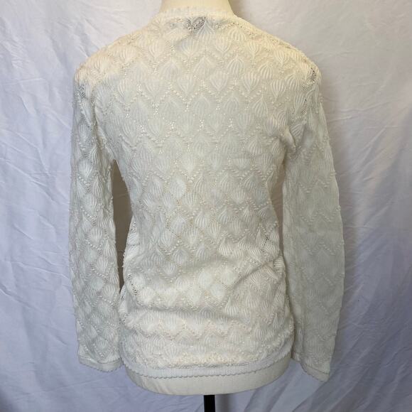 Vintage Jason Maxwell Women's Open Knit Textured Cardigan Size XS Coquette - Picture 6 of 10